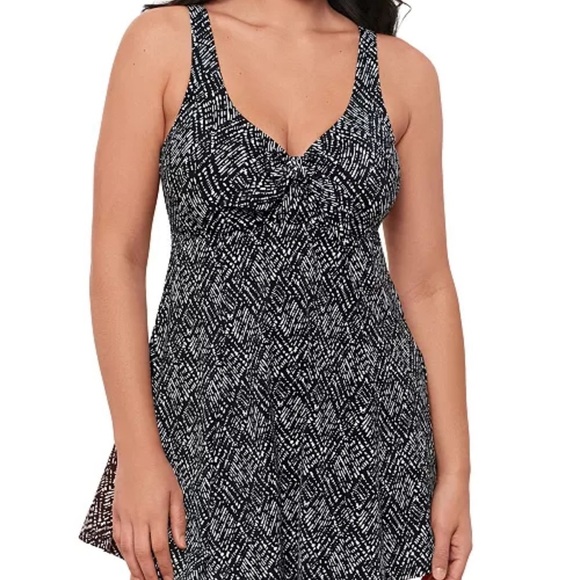 NWT Swim Solutions Women's Abstract Bow Swimdress size 16 - Picture 1 of 3